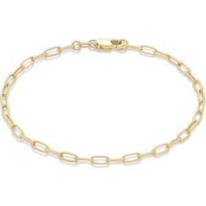 14K Gold Plated Paperclip Chain Bracelet 7.5", Yellow 14K Gold